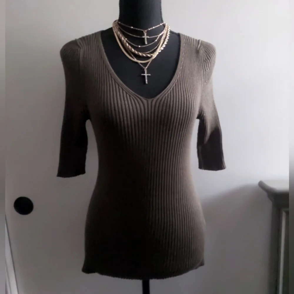 Peruvian Connection Brown Ribbed Blouse - Picture 5 of 5